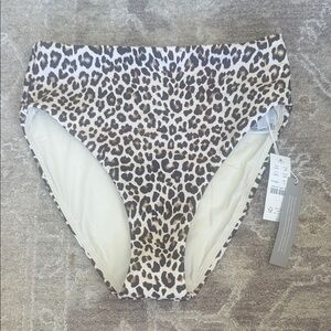 J. Crew Classic Sculpt Leopard Print High Waist Bikini Bottoms Size Small